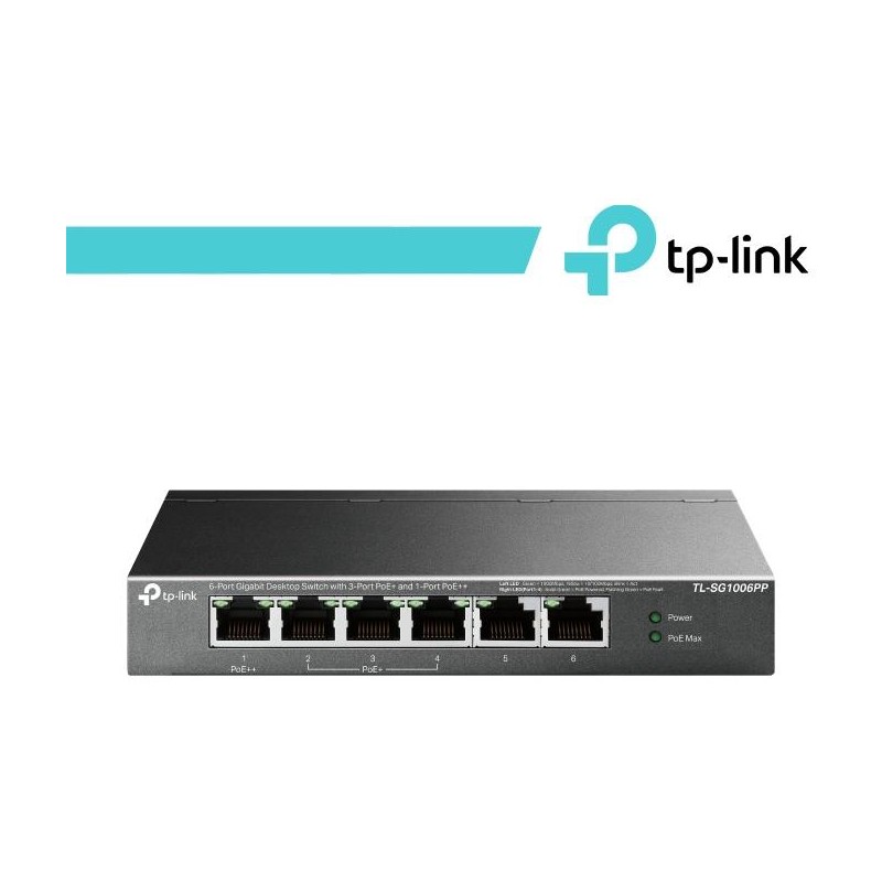 Switch Desktop 6 Porte Gigabit di cui 3 PoE+ e 1 PoE++