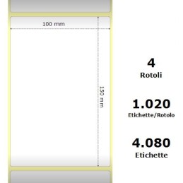 White 100x150mm,1020 Et/Rotolo Z-1000D,3.9x5.9x3 Core,4Rolls